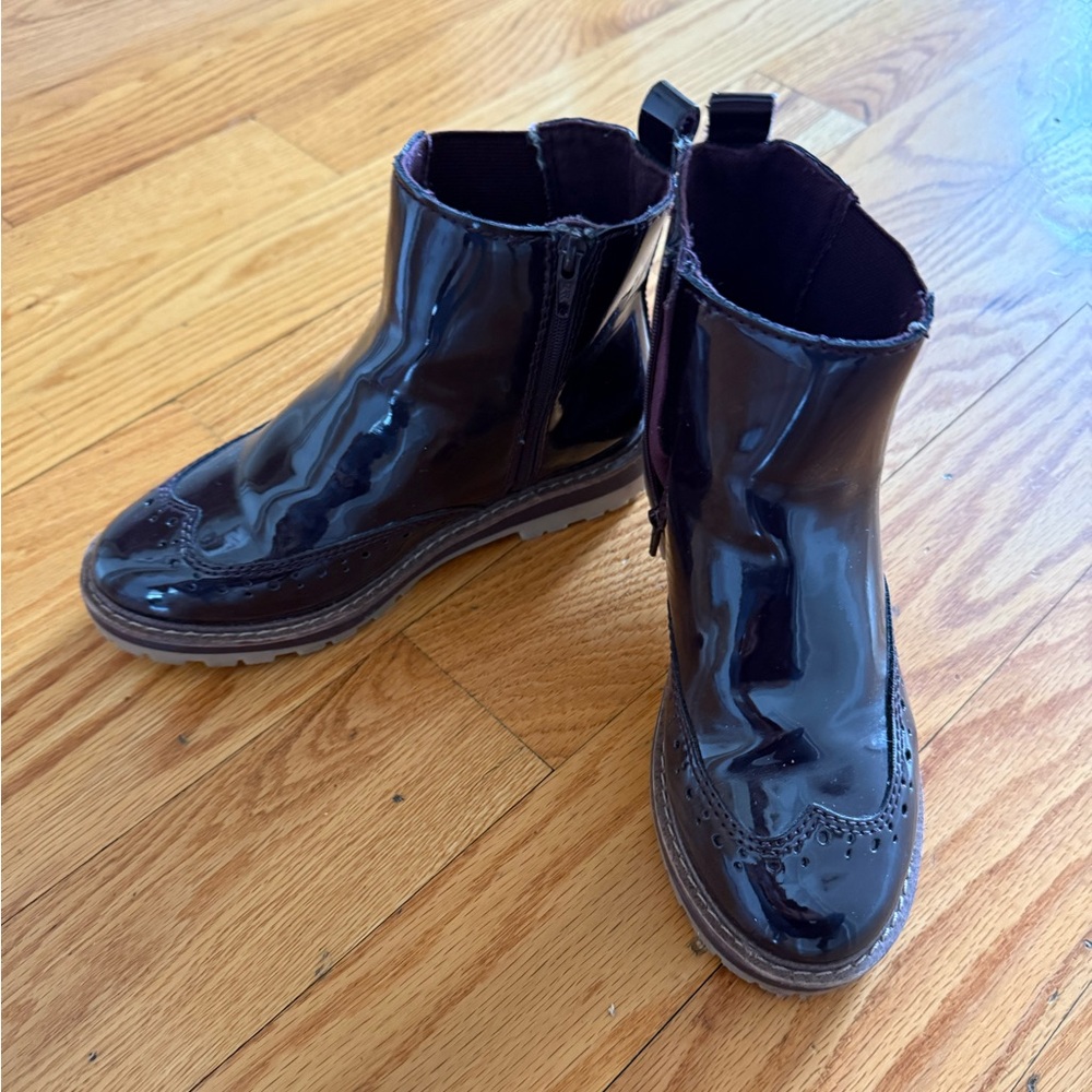 Zara- Kids Patent Chelsea Boots - Dark Burgundy